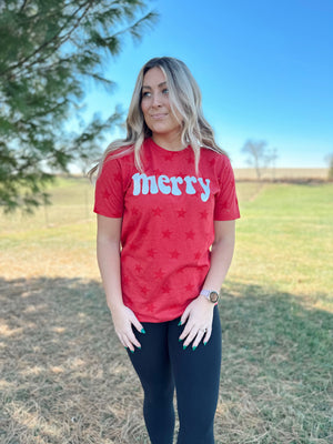 Red Merry Star Tee