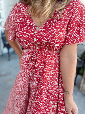 Feeling Right Red Speckled Maxi Dress