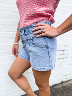 With Love Paperbag Denim Shorts