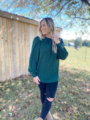 All The Occasions Hunter Green Blouse