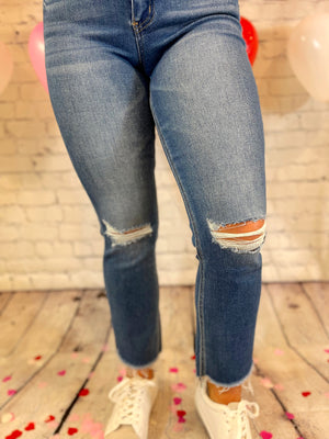 Dolly Mid Rise Distressed Flare Jean