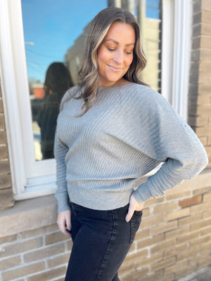 Simplicity Wins Grey Ribbed Sweater