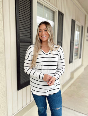 Good For You Ivory Striped Top