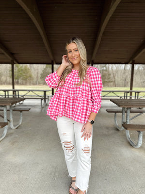 Perfect Pink Gingham Top