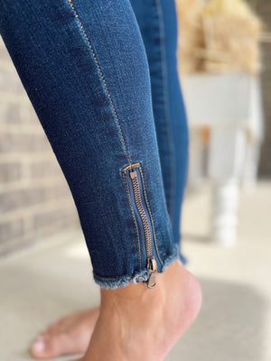 Kancan Darkwash Ankle Zip Skinny Jean