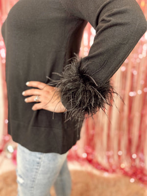 Better Together Black Feather Sweater