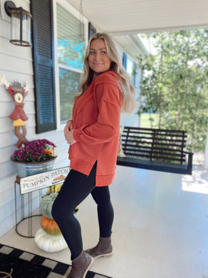 Brick Red Hooded Mama Pullover