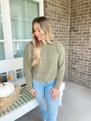 So Fresh Olive Knit Sweater