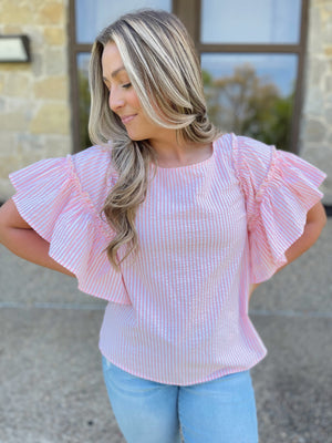 Coral & Perfect Striped Top