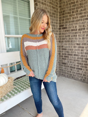Known Forever Multi Sage Striped Sweater