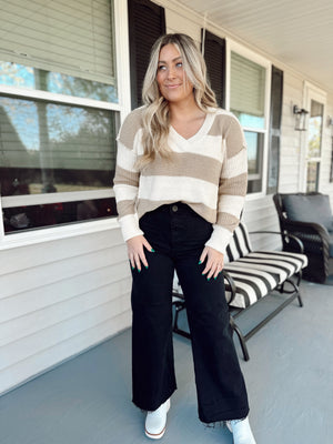 Classic Taupe Striped Sweater