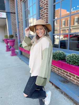 Memorable Ivory & Olive Sweater