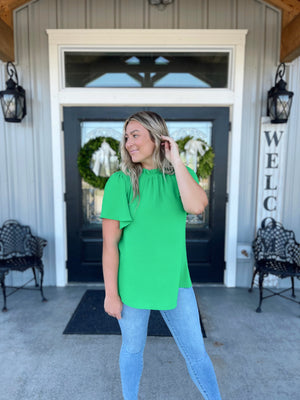 Let’s Go To The Tropics Kelly Green Top