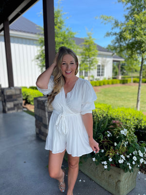 She Can Do It All White Romper