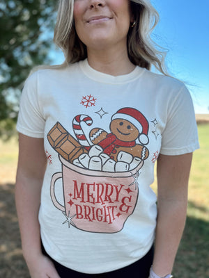 Merry And Bright Gingerbread Comfort Colors Tee