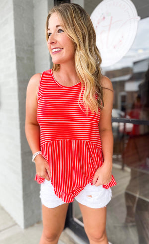 Be Your Best Babydoll Striped Top