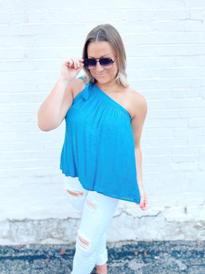 Simply The Best Tied One Shoulder Top