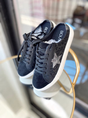 Corkys Black/Leopard Star Slip On Sneaker