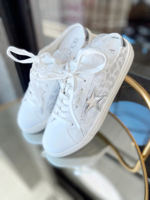 Corkys White/Leopard Star Slip On Sneaker