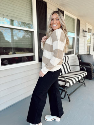 Classic Taupe Striped Sweater