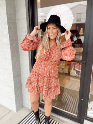 Hooked On You Rust Tiered Dress