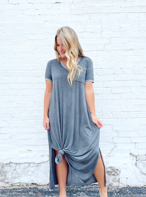 First Day Back Charcoal Maxi Dress