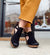 Stepping In Style Black Closed Toe Wedges
