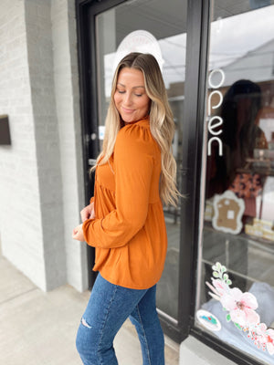 Warmhearted Copper Babydoll Top