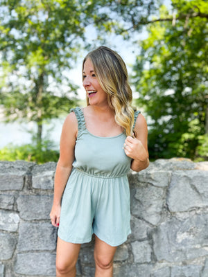Something Special Sage Ribbed Romper