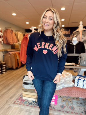 Simply Southern Weekend Chenille Patch Pullover